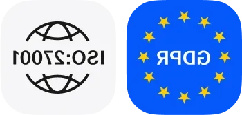 GDPR、ISO:27001和G2徽章图标.